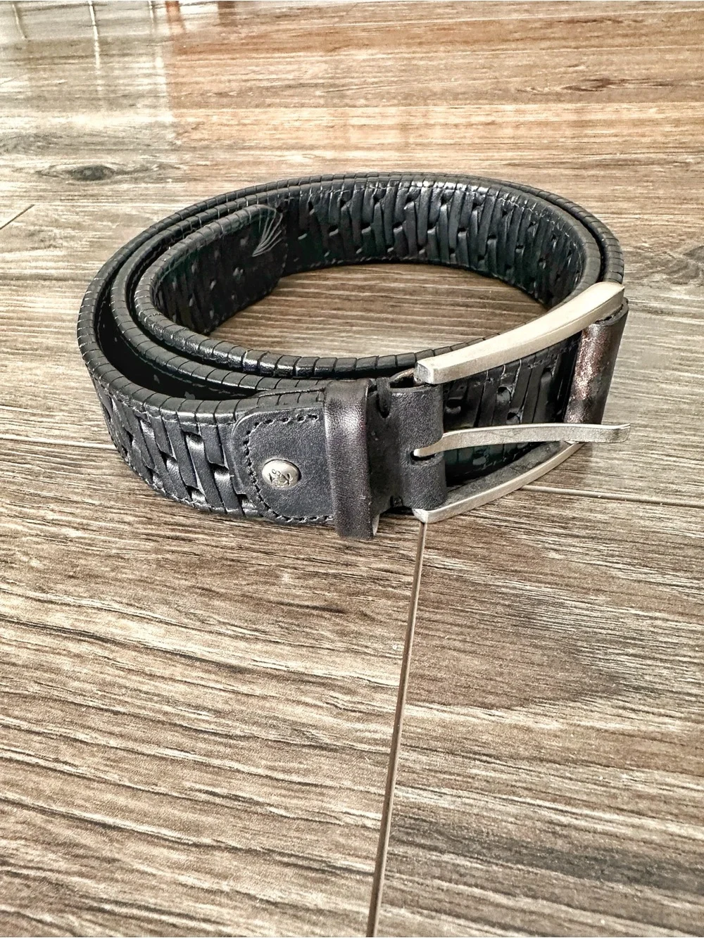 Vintage Tommy Bahama Black Genuine Woven Leather Belt